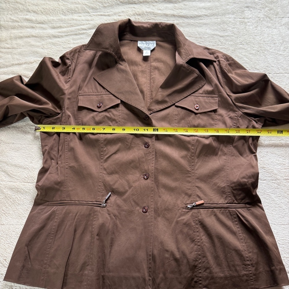 TALBOTS Collection Women Brown Viscose Cotton Field Jacket Button/Pocket Size 16 - Picture 8 of 10